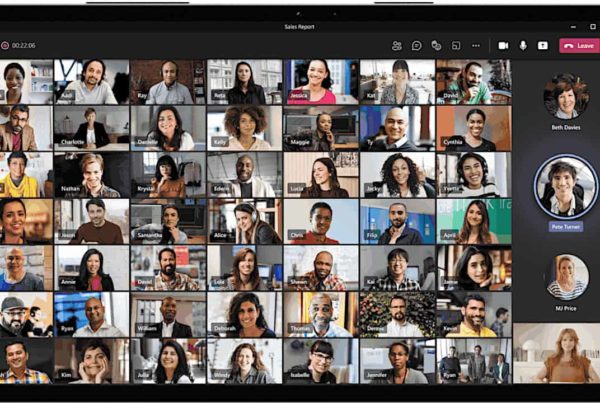 Video conferencing on a laptop screen